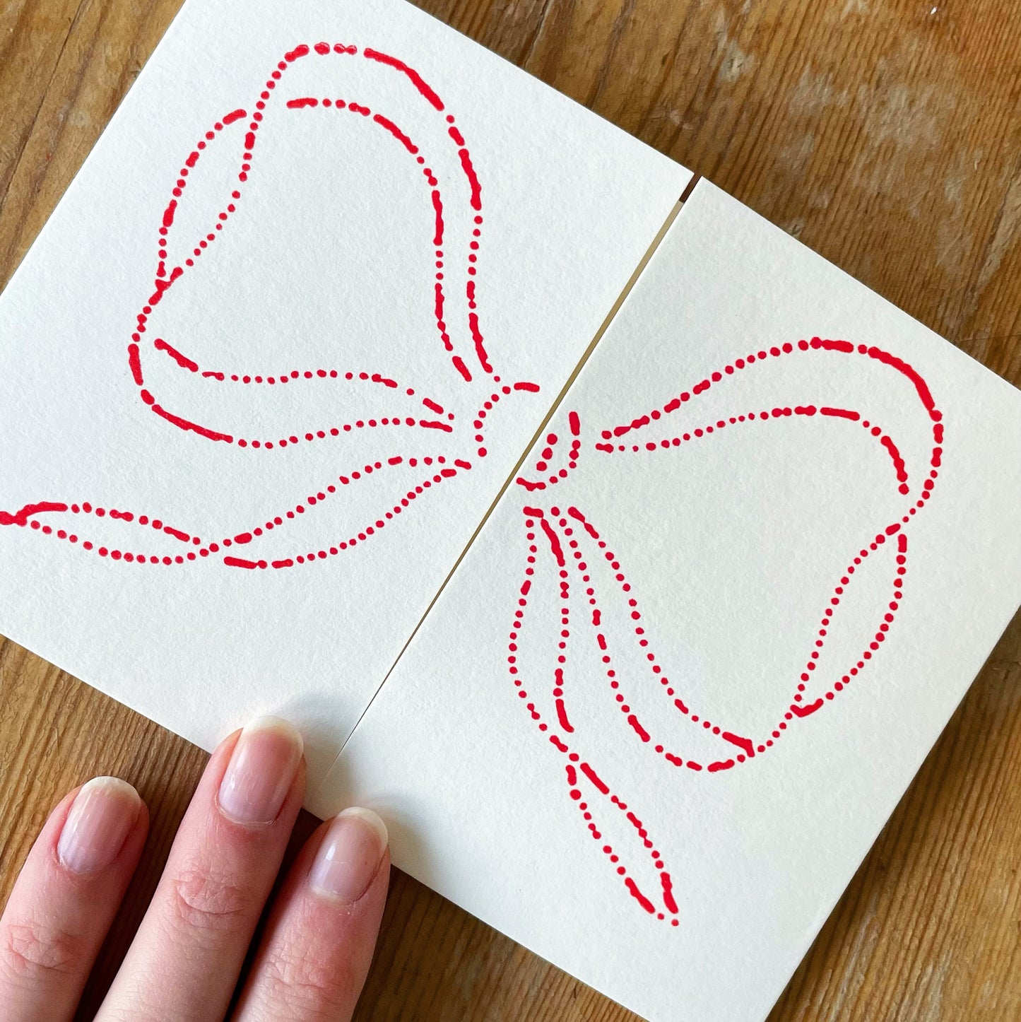 Bow Hand Printed Card