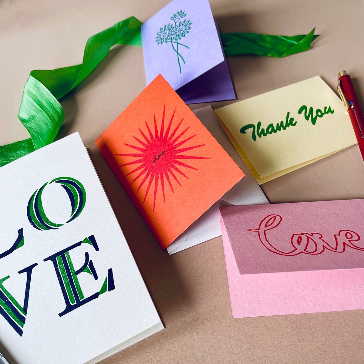 Love Stripe Hand Printed Card