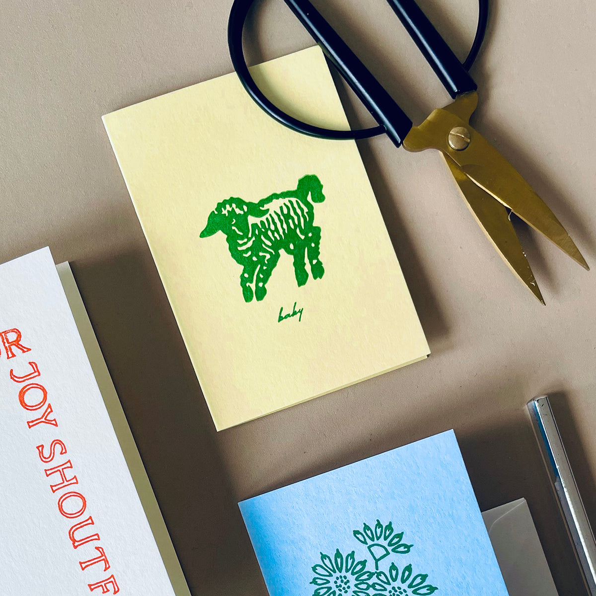 Lamb Hand Printed Card