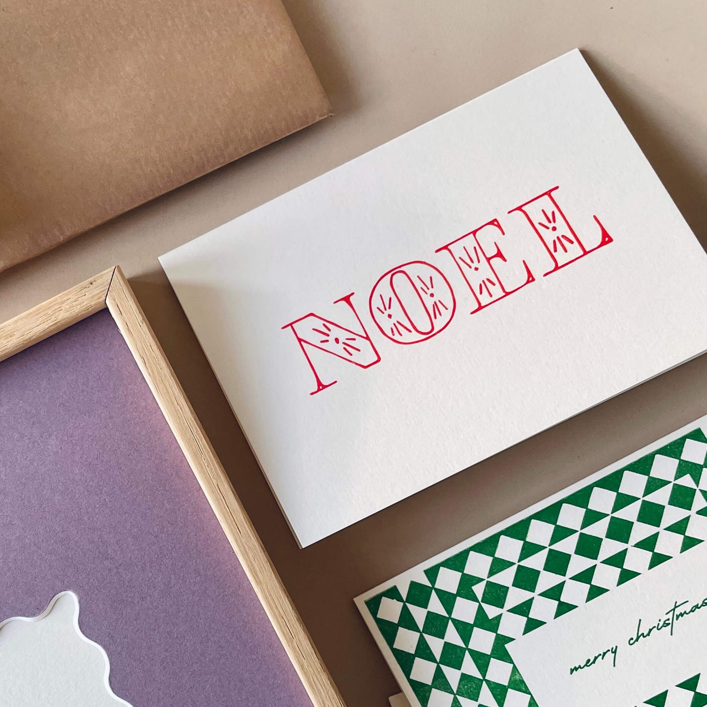 Noel Hand Printed Christmas Card