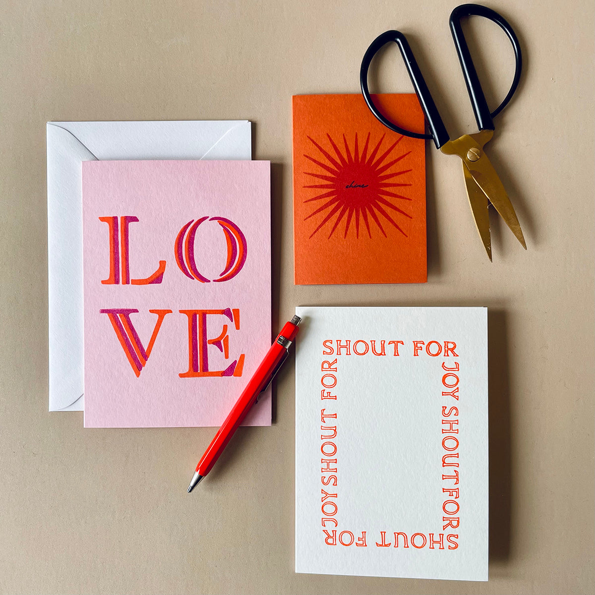 Shout For Joy Hand Printed Card