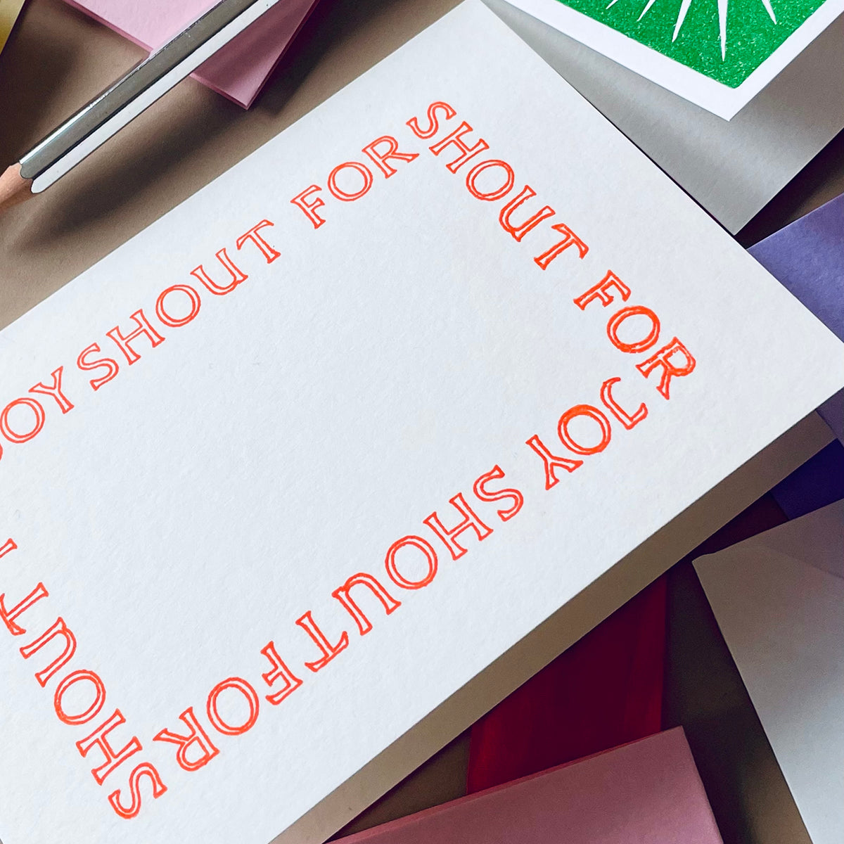 Shout For Joy Hand Printed Card