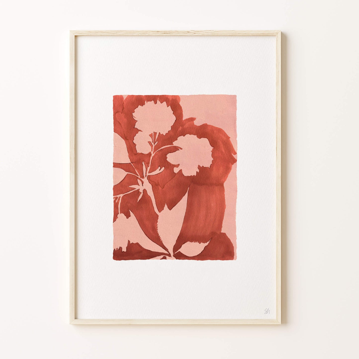 BOTANICAL SILHOUETTE PINK COPPER WALL ART PRINT