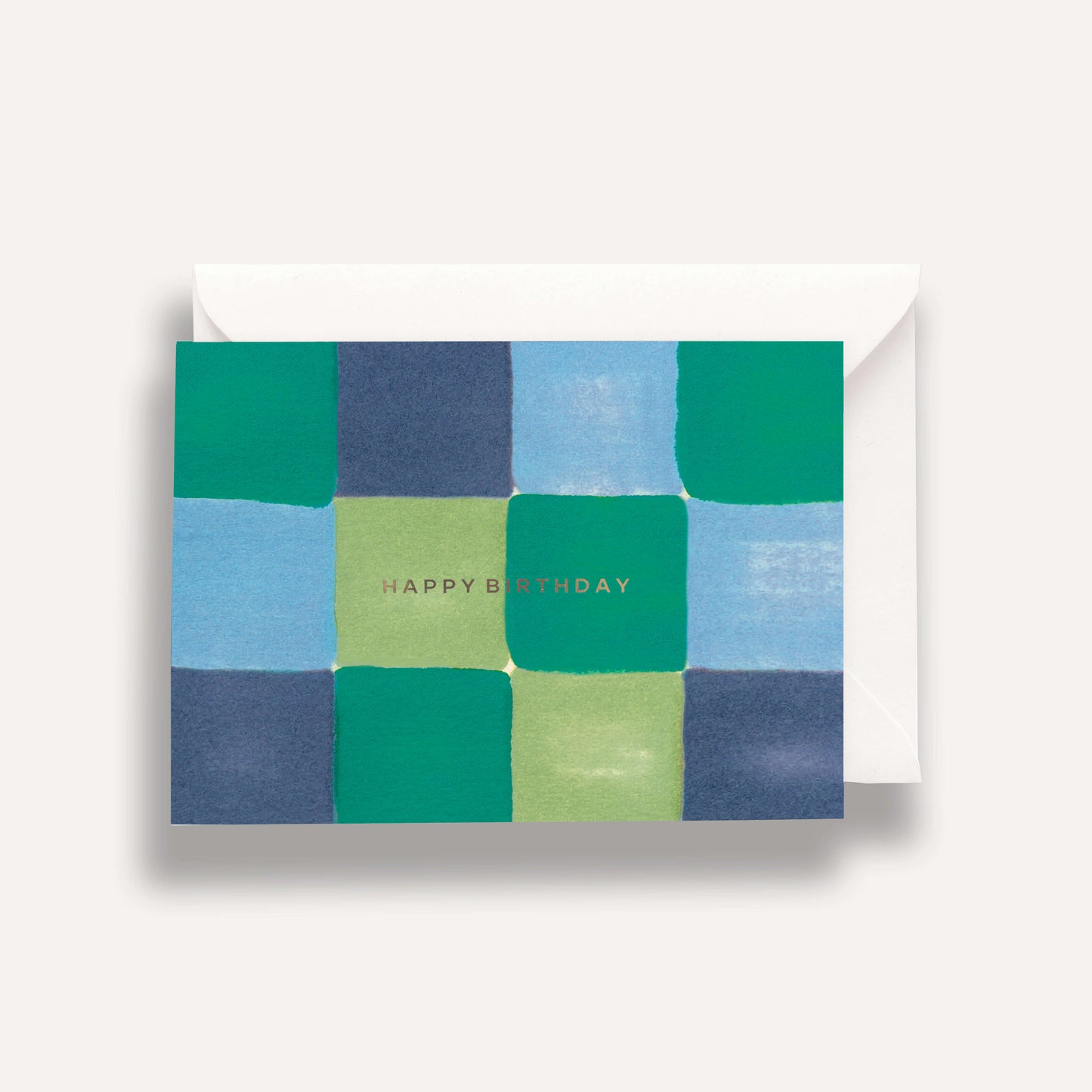 Aqua Check Birthday Card