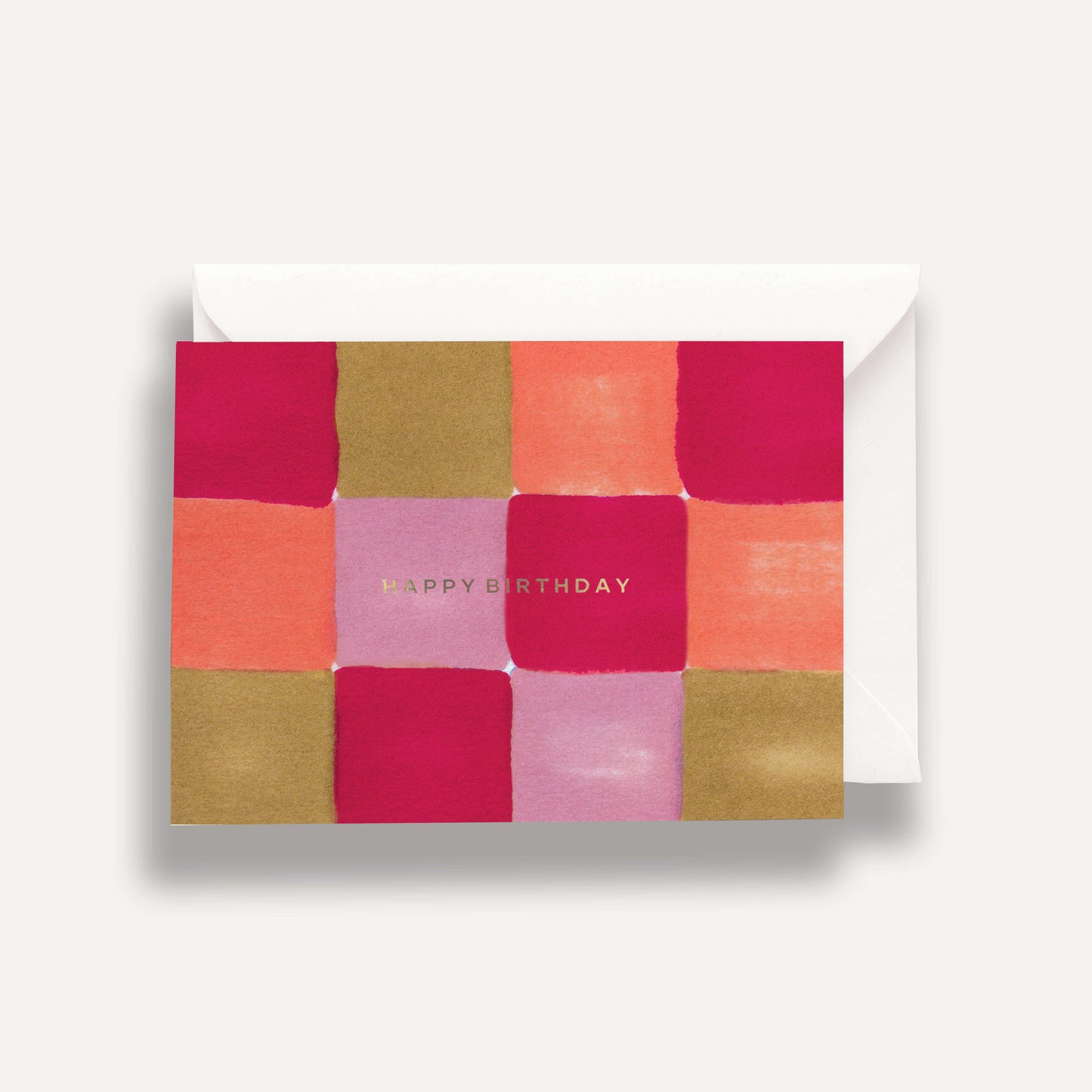 Fuchsia Check Birthday Card