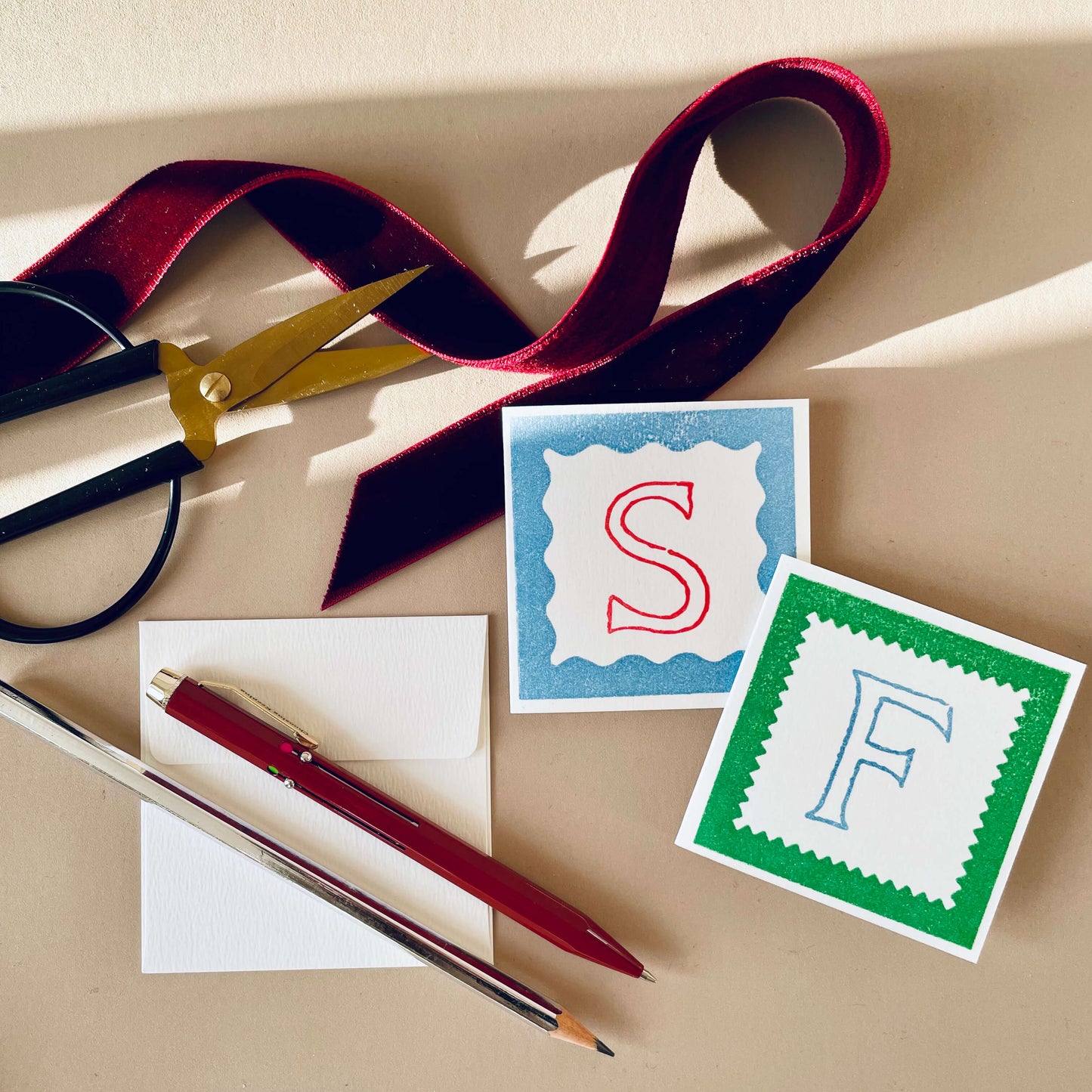 Hand Printed Mini Letter Cards