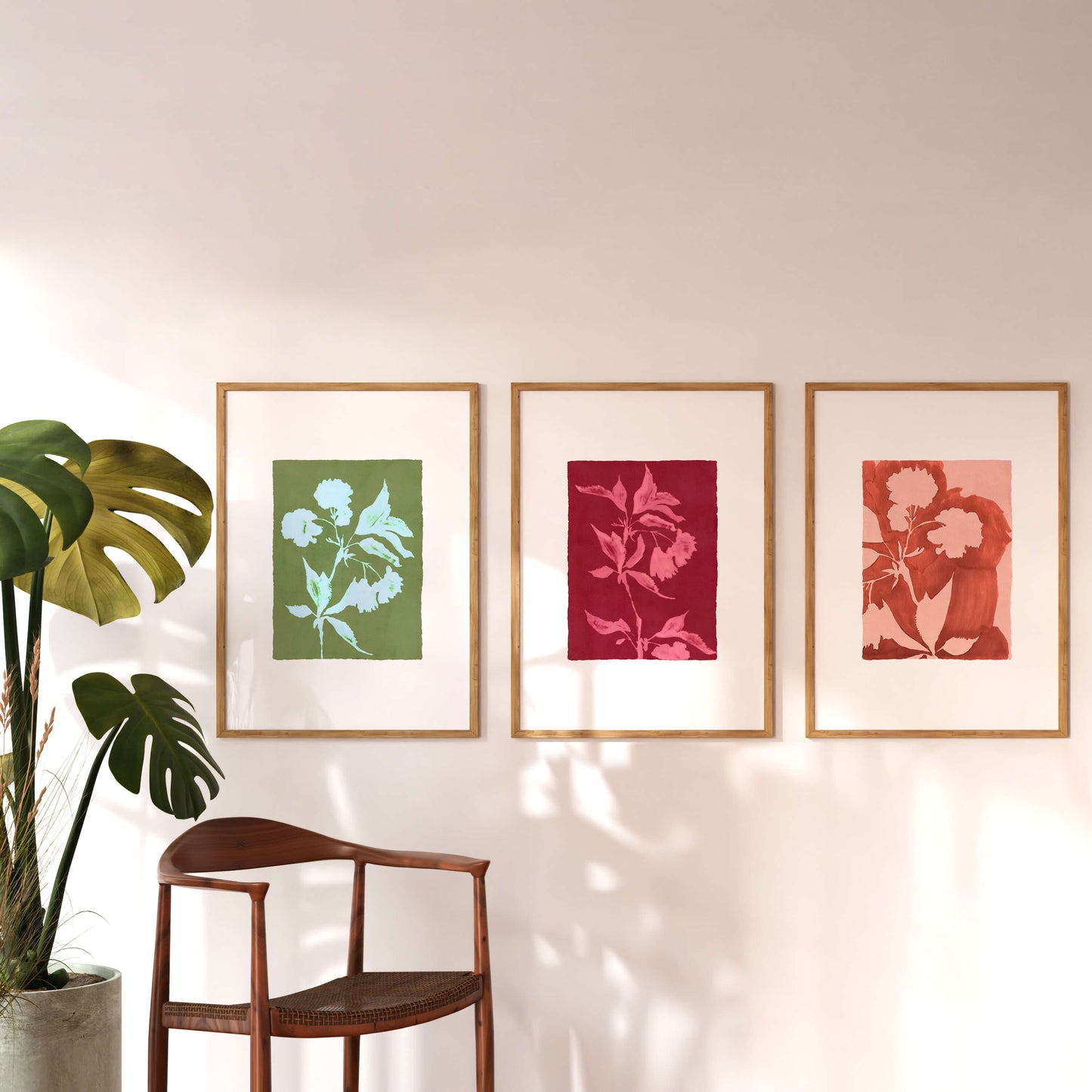 BOTANICAL SILHOUETTE BORDEAUX RED WALL ART PRINT
