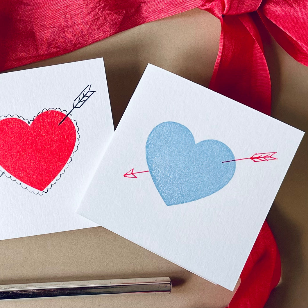 Miniature Blue Heart Card