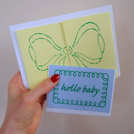 Hello Baby Hand Printed Card
