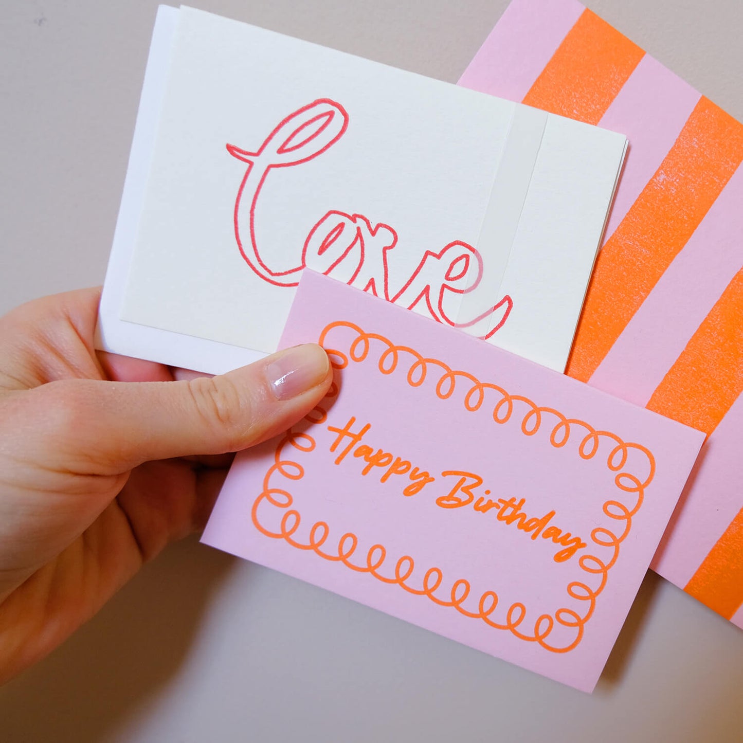 Birthday Frill Hand Printed Card