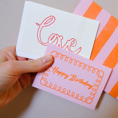 Birthday Frill Hand Printed Card