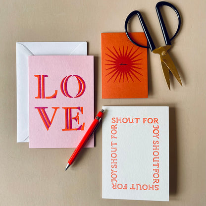 Love Stripe Hand Printed Card