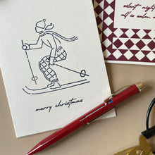 Load image into Gallery viewer, Ski Hand Printed Christmas Card
