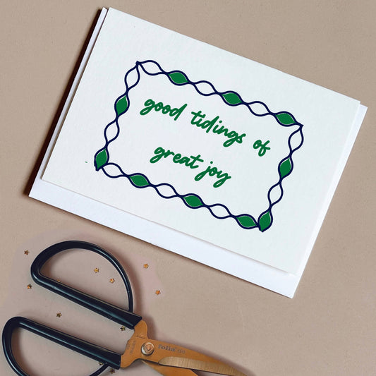 Good Tidings Mini Hand Printed Christmas Card