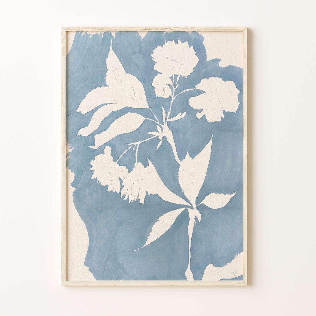BLOSSOM DUSKY BLUE WALL ART PRINT